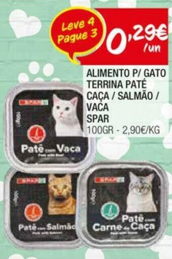 Spar Alimento p/Gato Terrina Paté Caça / Salmão / Vaca Spar 100g promoção