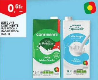 Continente Leite UHT Continente 1L promoção