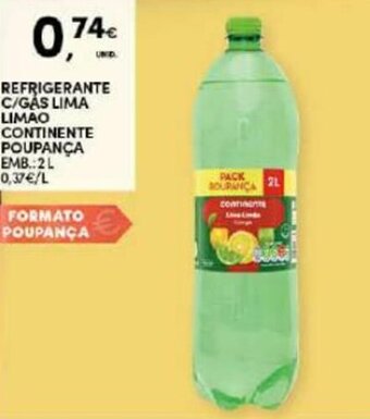 Continente Refrigerante c/Gás Lima Limão Continente Poupança 2L promoção