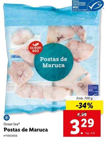 Lidl Ocean Sea Postas de Maruca 700g promoção