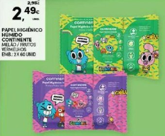 Continente Papel Higiénico Húmido Continente 2 x 60 unid promoção