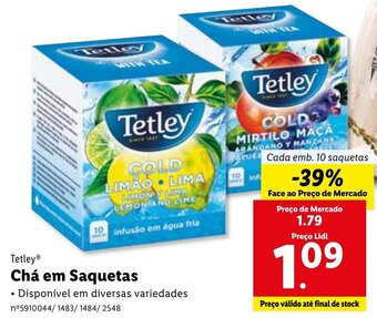 Tetley Chá em Saquetas