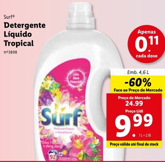 Lidl Surf Detergente Líquido Tropical 4,6L promoção