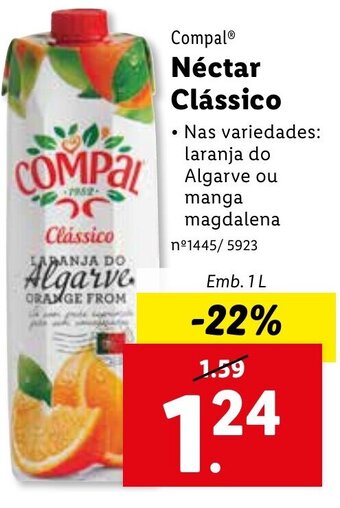 Lidl Compal Néctar Clássico 1L promoção