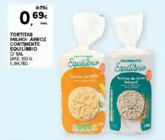 Continente Tortitas Milho / Arroz Continente Equilíbrio 130g promoção