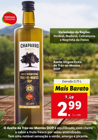 Lidl Chaparro Azeite Virgem Extra de Três-os-Montes DOP 0,75L promoção