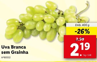 Lidl Uva Branca sem Grainha 400g promoção