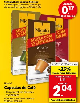 Lidl Nicola Cápsulas de Café 12 Cápsulas promoção