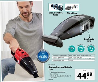 Lidl Silvercrest Aspirador com Bateria 18V promoção