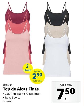 Lidl Esmara Top de Alças Finas S ao L promoção