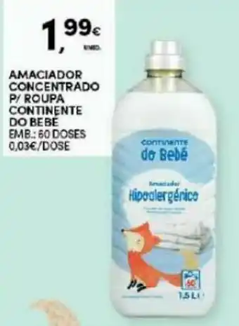 Amaciador Concentrado P/Roupa Continente do Bebe 60 Doses