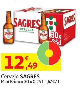 Auchan Cerveja sagres:branca 30x0.25l promoção