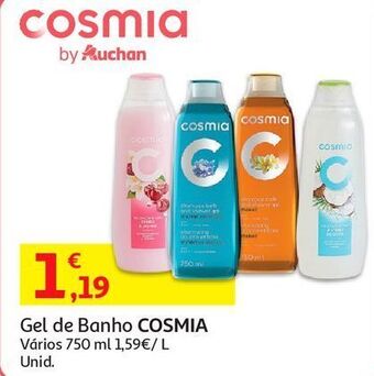 Auchan Gel banho cosmia promoção
