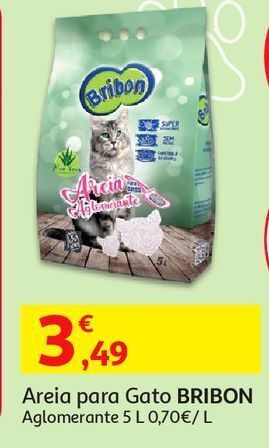 Auchan Areia p/ gato bribon:aglomerante 5l promoção