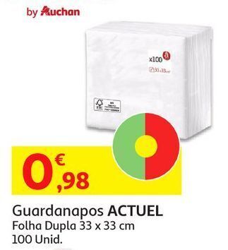 Auchan Guardanapos actuel:folha dupla 33x33cm 100und promoção