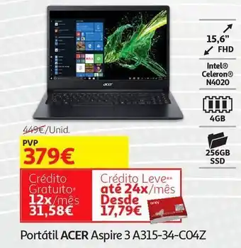 Auchan Portátil acer aspire:3 a315-34-c04z promoção