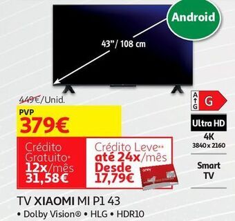 Auchan Tv xiaomi mi p1 43 promoção