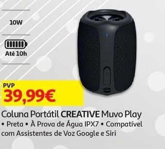 Coluna portátil creative muvo play 10w preta