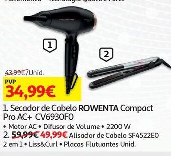 Auchan Secador cabelo rowenta promoção