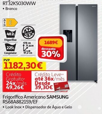 Auchan Frigorifico americano samsung:look inox rs68a8821s9/ef promoção