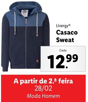 Lidl Livergy Casaco Sweat promoção