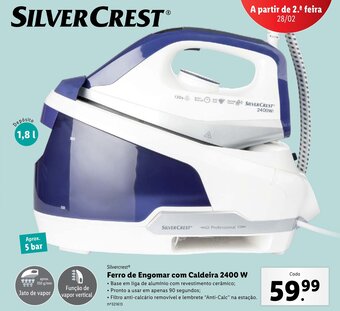 Lidl Silvercrest Ferro de Engomar com Caldeira 2400W promoção
