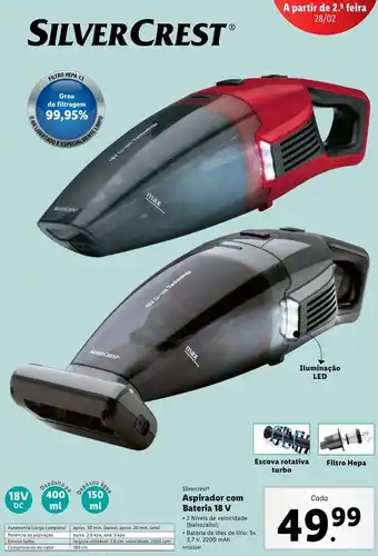 Lidl Silvercrest Aspirador com Bateria 18V promoção