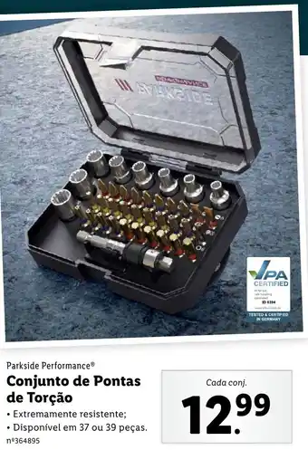 Lidl Parkside Performance Conjunto de Pontas de Torção 37 ou 39 Peças promoção