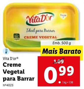 Lidl Vita D'or Creme Vegetal para Barrar 500g promoção