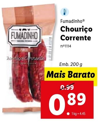 Lidl Fumadinho Chouriço Corrente 200g promoção