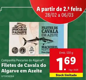 Lidl Companhia Pescarias do Algarve Filetes de Cavala do Algarve em Azeite 120g promoção