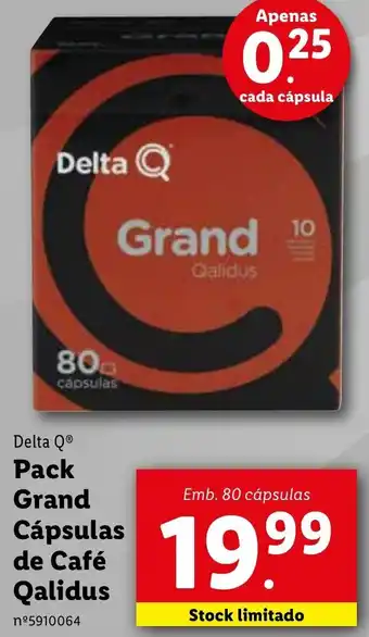 Lidl Delta Q Pack Grand Cápsulas de Café Qalidus 80 Cápsulas promoção