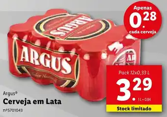 Lidl Argus Cerveja em Lata 12x0,33L promoção