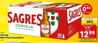 Lidl Sagres Cerveja Mini Pack Económico 30x0,25L promoção