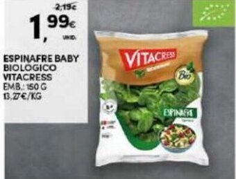 Continente Espinafre Baby Biologico Vitacress 150g promoção