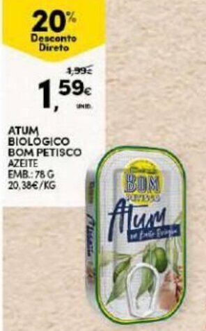Continente Atum Biológico Bom Petisco Azeite 78g promoção