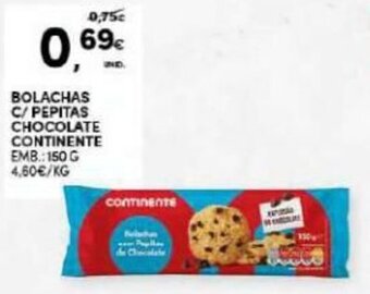 Continente Bolachas C/ Pepitas Chocolate Continente 150g promoção