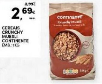 Continente Cereais Crunchy Muesli Continente 1kg promoção