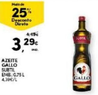 Continente Azeite Gallo 0,75L promoção