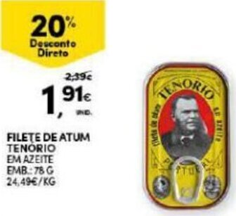 Continente Filete de Atum Tenório 78g promoção