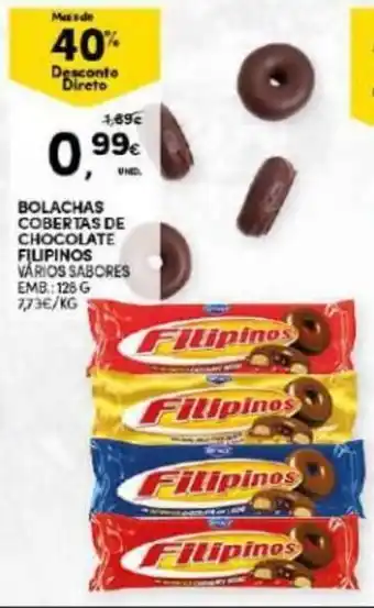 Continente Bolachas Cobertas Chocolate Filipinos 128g promoção