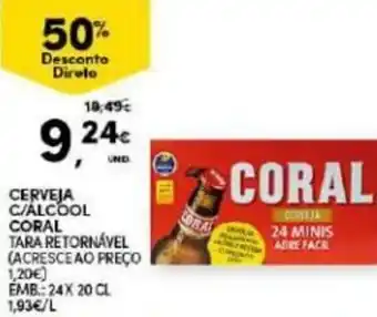 Continente Cerveja C/ Álcool Coral 24 x 20cl promoção