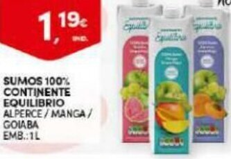 Continente Sumos 100% Continente Equilíbrio 1L promoção