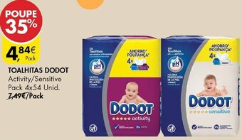 Pingo Doce Toalhitas Dodot 4 x 54 Unid promoção