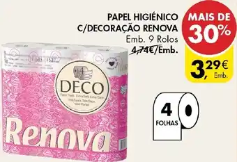Pingo Doce Papel Higiénico C/Decoração Renova 9 Rolos promoção