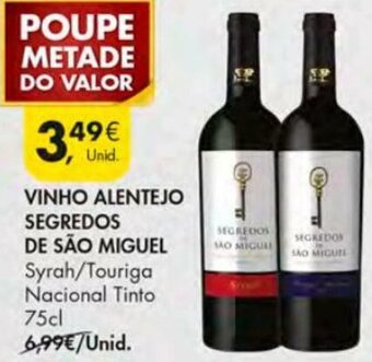 Pingo Doce Vinho Alentejo Segredos de São Miguel 75cl promoção