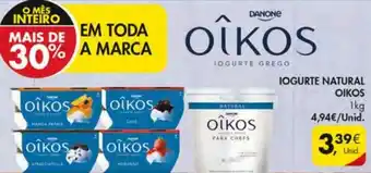 Pingo Doce Iogurte Natural Oikos 1kg promoção