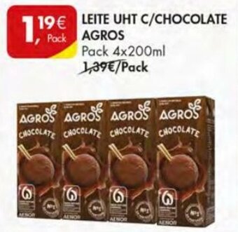 Pingo Doce Leite UHT C/Chocolate Agros 4x200ml promoção