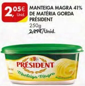 Pingo Doce Manteiga Magra 41% de Matéria Gorda Président 250g promoção