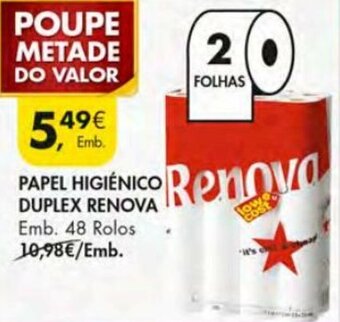Pingo Doce Papel Higiénico Duplex Renova 48 Rolos promoção